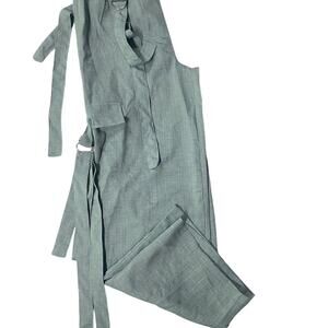 Sage green linen tie dye set